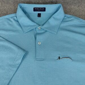 Peter Millar Crown Crafted Golf Polo Shirt Men's XL Blue Stretch Performance